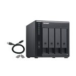 Imagen de la QNAP caja para disco duro externo TR-004, con carcasa negra para discos duros o SSD de 2.5 y 3.5 pulgadas, SKU TR-004