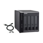 Imagen de la QNAP caja para disco duro externo TR-004, con carcasa negra para discos duros o SSD de 2.5 y 3.5 pulgadas, SKU TR-004