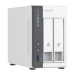 Servidor de almacenamiento NAS QNAP TS-216G, torre con procesador Cortex-A55, 4GB de RAM y unidad de disco duro en color blanco. SKU TS-216G.