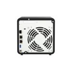 Vista frontal del QNAP TS-432X-4G NAS Torre en color negro, equipado con procesador Alpine AL-524 y 4 GB de memoria DDR4. SKU: TS-432X-4G-PE