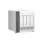 QNAP TS-433 NAS de torre con procesador ARM Cortex-A55, 4 GB de RAM, sin almacenamiento incluidos y sistema operativo QTS en color blanco, SKU TS-433-4G