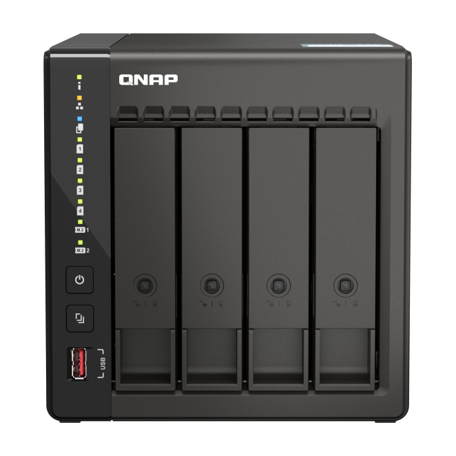 QNAP NAS Torre con Intel® Celeron® J6412 y 8 GB RAM NAS QNAP TS-453E con procesador Intel® Celeron® J6412, 8 GB de RAM sin almacenamiento HDD, SKU TS-453E-8G