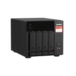 Vista del NAS QNAP TS-473A con procesador Ryzen Embedded V1500B, 8 GB de memoria DDR4 y 0 TB de almacenamiento, SKU TS-473A-8G, en color negro