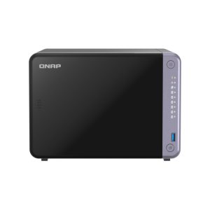 Imagen del QNAP TS-632X-4G, un NAS en torre con procesador Alpine AL-524, 4 GB de RAM DDR4, modelo en color negro, SKU TS-632X-4G-PE