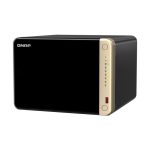 QNAP NAS Torre modelo TS-664 con procesador Intel Celeron N5095, 8 GB RAM DDR4, sin almacenamiento incluido y en colores negro y bronce. SKU: TS-664-8G