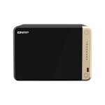 QNAP NAS Torre modelo TS-664 con procesador Intel Celeron N5095, 8 GB RAM DDR4, sin almacenamiento incluido y en colores negro y bronce. SKU: TS-664-8G
