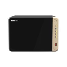 QNAP NAS Torre modelo TS-664 con procesador Intel Celeron N5095, 8 GB RAM DDR4, sin almacenamiento incluido y en colores negro y bronce. SKU: TS-664-8G