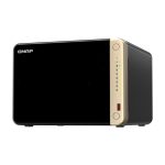 QNAP NAS Torre modelo TS-664 con procesador Intel Celeron N5095, 8 GB RAM DDR4, sin almacenamiento incluido y en colores negro y bronce. SKU: TS-664-8G