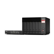 QNAP TS-673A-SW5T servidor de almacenamiento NAS en formato torre con procesador Ryzen Embedded V1500B, 8 GB de RAM DDR4, sin capacidad de almacenamiento interno y sistema operativo QNAP QTS color negro. SKU TS-673A-SW5T.