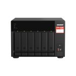 QNAP TS-673A-SW5T servidor de almacenamiento NAS en formato torre con procesador Ryzen Embedded V1500B, 8 GB de RAM DDR4, sin capacidad de almacenamiento interno y sistema operativo QNAP QTS color negro. SKU TS-673A-SW5T.