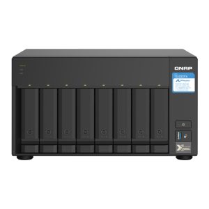 QNAP TS-832PX NAS en torre de aluminio negro con procesador Annapurna Labs AL324, 4 GB DDR4 y 0 TB en el sistema QNAP Turbo, SKU TS-832PX-4G