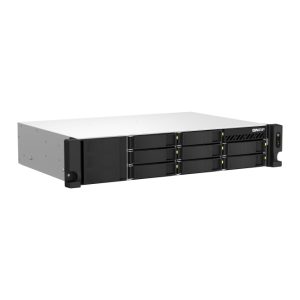 Servidor de almacenamiento NAS QNAP TS-873AEU-4G con CPU Ryzen Embedded V1500B, 4 GB DDR4, 0 TB de capacidad, con QuTS hero en color negro. SKU: TS-873AEU-4G.