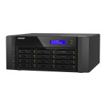 Imagen del QNAP TS-h1290FX, un NAS torre con procesador EPYC 7302P, 128 GB DDR4 de memoria y sin almacenamiento, SKU TS-H1290FX-7302P-128G, color negro.