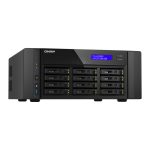 Imagen del QNAP TS-h1290FX, un NAS torre con procesador EPYC 7302P, 128 GB DDR4 de memoria y sin almacenamiento, SKU TS-H1290FX-7302P-128G, color negro.