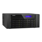 Imagen del QNAP TS-h1290FX, un NAS torre con procesador EPYC 7302P, 128 GB DDR4 de memoria y sin almacenamiento, SKU TS-H1290FX-7302P-128G, color negro.