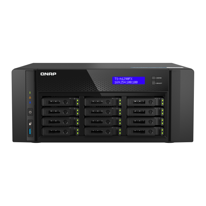 QNAP NAS Torre EPYC 7302P con 256 GB DDR4 y QuTS hero QNAP TS-h1290FX NAS Torre con procesador EPYC 7302P, 256 GB DDR4, 0 TB de almacenamiento, QuTS hero, color negro, SKU TS-H1290FX-7302P-256G