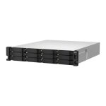 QNAP TS-h1887XU-RP NAS de bastidor 2U en negro y blanco, con procesador Intel Xeon E-2334, 16GB de memoria DDR4, sin almacenamiento, SKU TS-H1887XU-RP-E2334-16G