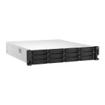 QNAP TS-h1887XU-RP NAS de bastidor 2U en negro y blanco, con procesador Intel Xeon E-2334, 16GB de memoria DDR4, sin almacenamiento, SKU TS-H1887XU-RP-E2334-16G