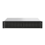 QNAP TS-h2490FU NAS de bastidor 2U con procesador EPYC 7302P, 256 GB DDR4 y cero TB de almacenamiento, SKU TS-H2490FU-7302P-256G, en colores negro y gris.