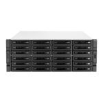 Vista frontal del QNAP TS-H3087XU-RP NAS de bastidor 4U, equipado con procesador Intel Xeon E-2378, 64GB DDR4 y 0 TB de almacenamiento para QuTS hero, en colores negro y blanco. SKU: TS-H3087XU-RP-E2378-64G