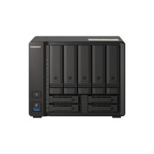QNAP TS-H973AX NAS de torre con procesador Ryzen Embedded V1500B, 32 GB de RAM DDR4, capacidad de almacenamiento 0 TB, sistema operativo QuTS hero, color negro. SKU TS-H973AX-32G