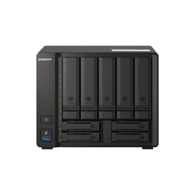 QNAP NAS Ryzen Embedded V1500B de 32 GB DDR4 y 0 TB QuTS hero QNAP TS-H973AX NAS de torre con procesador Ryzen Embedded V1500B, 32 GB de RAM DDR4, capacidad de almacenamiento 0 TB, sistema operativo QuTS hero, color negro. SKU TS-H973AX-32G