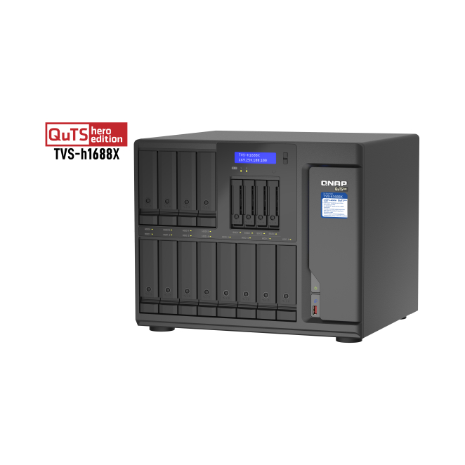 QNAP TVS-h1688X NAS Torre Intel® Xeon® W-1250 32 GB DDR4 0 TB QuTS hero Negro 5 QNAP TVS-h1688X - Vista lateral del NAS