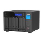 Imagen frontal del QNAP TVS-h674 NAS Torre con procesador Intel Core i3 i3-12100, 16 GB DDR4 y capacidad 0 TB QuTS hero, SKU: TVS-H674-I3-16G