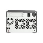 Imagen frontal del QNAP TVS-h674 NAS Torre con procesador Intel Core i3 i3-12100, 16 GB DDR4 y capacidad 0 TB QuTS hero, SKU: TVS-H674-I3-16G