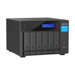 Imagen frontal del QNAP TVS-h674 NAS Torre con procesador Intel Core i3 i3-12100, 16 GB DDR4 y capacidad 0 TB QuTS hero, SKU: TVS-H674-I3-16G