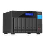 Servidor NAS QNAP modelo TVS-H674T-I5-32G con procesador Intel Core i5-12400, 32 GB de memoria DDR4, para alta capacidad de almacenamiento, en color negro