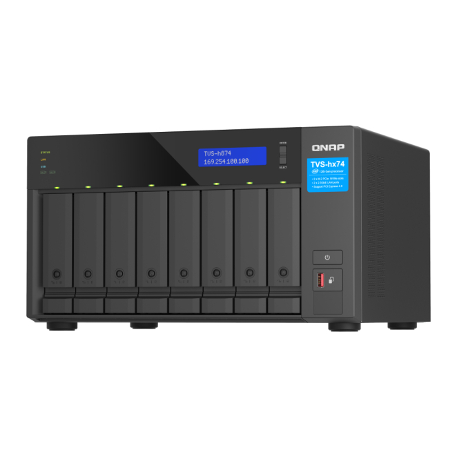 QNAP NAS Torre Intel Core i9 con 64 GB DDR4 y QuTS hero QNAP TVS-h874X NAS Torre con procesador Intel Core i9, 64 GB DDR4, sin almacenamiento incluido, QuTS hero, modelo TVS-H874X-I9-64G