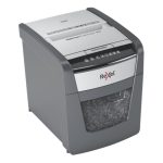 Trituradora de papel Rexel Optimum AutoFeed+ 50X, corte cruzado, 55 decibeles, 22 cm de ancho, colores negro y gris. SKU 2020050XEU