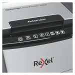 Rexel Optimum AutoFeed+ 100X trituradora de papel en corte cruzado con nivel de ruido de 55 dB, ancho de 22 cm, en colores negro y gris, modelo 2020100XEU