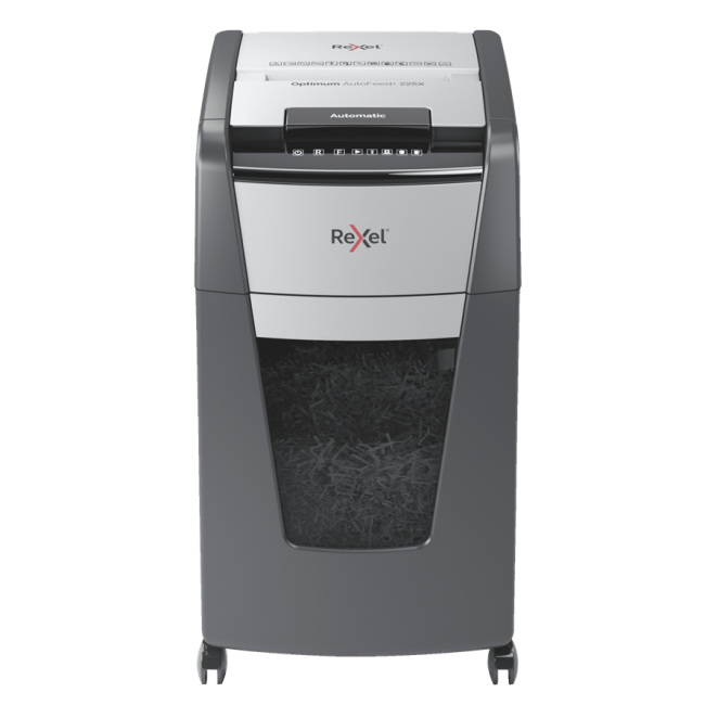 Rexel Optimum AutoFeed+ 225X triturador de papel Corte cruzado 55 dB 23 cm Negro, Gris 4 Trituradora de papel Rexel Optimum AutoFeed+ 225X características