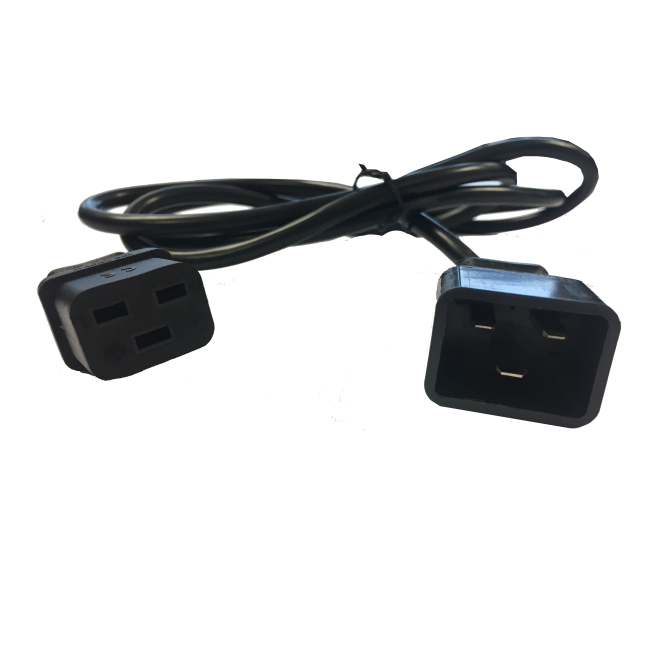 Salicru Cable Salida IEC 1.8m 16A con Conectores C20 y C19 Cable de salida de 1.8 metros de la marca Salicru, modelo con conectores IEC C20 y C19, capacidad de 16 amperios. SKU 663BA000002