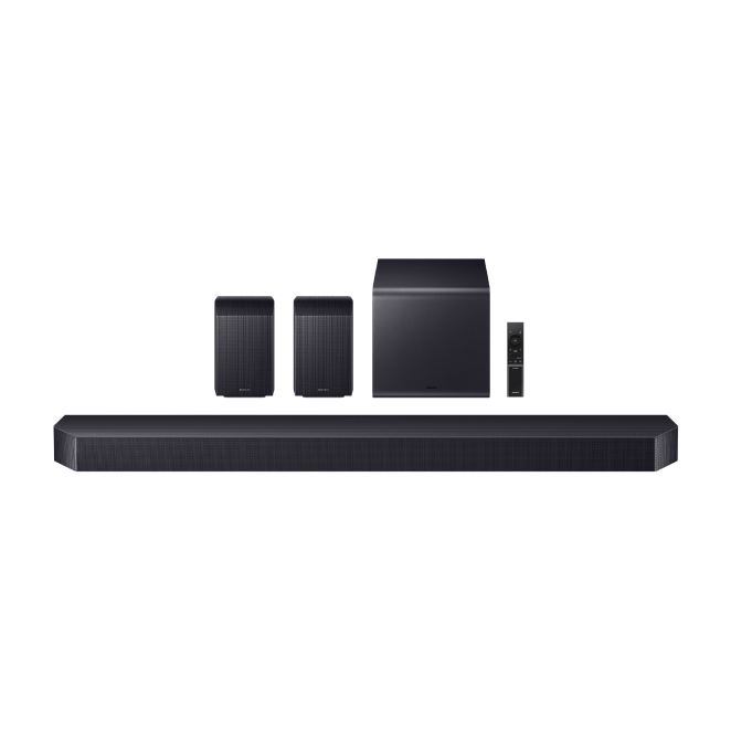 Samsung Altavoz Soundbar Negro 11.1.4 Canales 756W Altavoz soundbar Samsung modelo HW-Q990F/ZF en color negro con 11.1.4 canales y 756 W de potencia