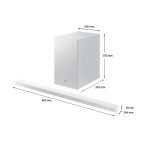 Vista de la Samsung Barra de Sonido Ultra Slim HW-S701D/ZF con Subwoofer para el año 2024. SKU: HW-S701D/ZF