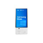 Imagen del Samsung KM24C-3, un dispositivo de señalización con pantalla táctil de 24 pulgadas, resolución Full HD, 250 cd/m² de brillo, en color blanco, y procesador incorporado con Windows 10 IoT Enterprise, SKU: LH24KMC3BGCXEN