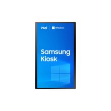 Imagen del Samsung KM24C-3, un dispositivo de señalización con pantalla táctil de 24 pulgadas, resolución Full HD, 250 cd/m² de brillo, en color blanco, y procesador incorporado con Windows 10 IoT Enterprise, SKU: LH24KMC3BGCXEN