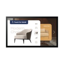 Samsung QM32C-T pantalla plana de 32 pulgadas para señalización digital, tecnología LCD, resolución Full HD, brillo de 400 cd/m², color negro, táctil con Tizen 7.0, SKU LH32QMCTBGCXEN