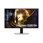 Imagen del monitor Samsung G61SD de 27 pulgadas, resolución 2560 x 1440 Pixeles, Quad HD, OLED en color plata. SKU: LS27DG612SUXEN