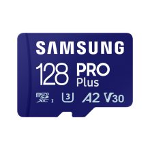 Vista de la memoria flash Samsung de 128 GB MicroSDXC UHS-I Clase 10, SKU MB-MD128SA/EU
