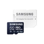 Tarjeta de memoria Samsung MB-MY512S 512 GB MicroSDXC UHS-I, ideal para expandir el almacenamiento de dispositivos multimedia y soportar transferencias rápidas. SKU: MB-MY512SA/WW