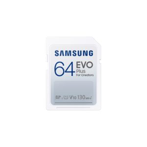 Tarjeta de memoria Samsung EVO Plus con 64 GB de capacidad, SDXC UHS-I, SKU MB-SC64K/EU