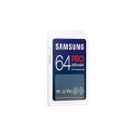 Imagen de la tarjeta de memoria Samsung MB-SY64SB/WW SDXC UHS-I de 64 GB, destacada por su alta velocidad y capacidad adecuada para almacenamiento masivo.