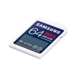 Imagen de la tarjeta de memoria Samsung MB-SY64SB/WW SDXC UHS-I de 64 GB, destacada por su alta velocidad y capacidad adecuada para almacenamiento masivo.