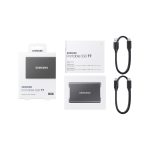Unidad de almacenamiento externo Samsung Portable SSD T7 2 TB con interfaz USB Tipo C 3.2 Gen 2 (3.1 Gen 2), color gris, referencia MU-PC2T0T/WW