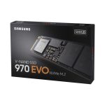 Disco duro Samsung 970 EVO SSD de 500 GB, formato M.2, interfaz PCI Express 3.0, tecnología NVMe y V-NAND MLC. SKU: MZ-V7E500BW