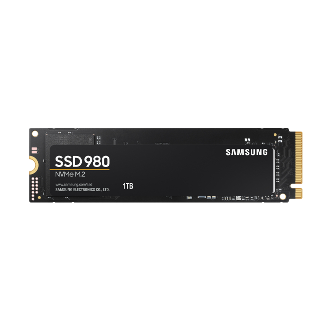 Samsung 980 M.2 NVMe 1TB PCIe 3.0 V-NAND Samsung 980 SSD de 1TB en formato M.2 con tecnología PCIe 3.0 y V-NAND, SKU MZ-V8V1T0BW.